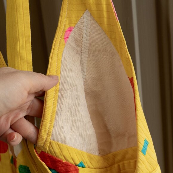 Vintage 60s Malia Honolulu Mini Dress Mod Floral Bright Neon Beach Cover Halter - Picture 13 of 14